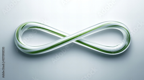 Abstract design of a green and white infinity symbol on a minimalist background