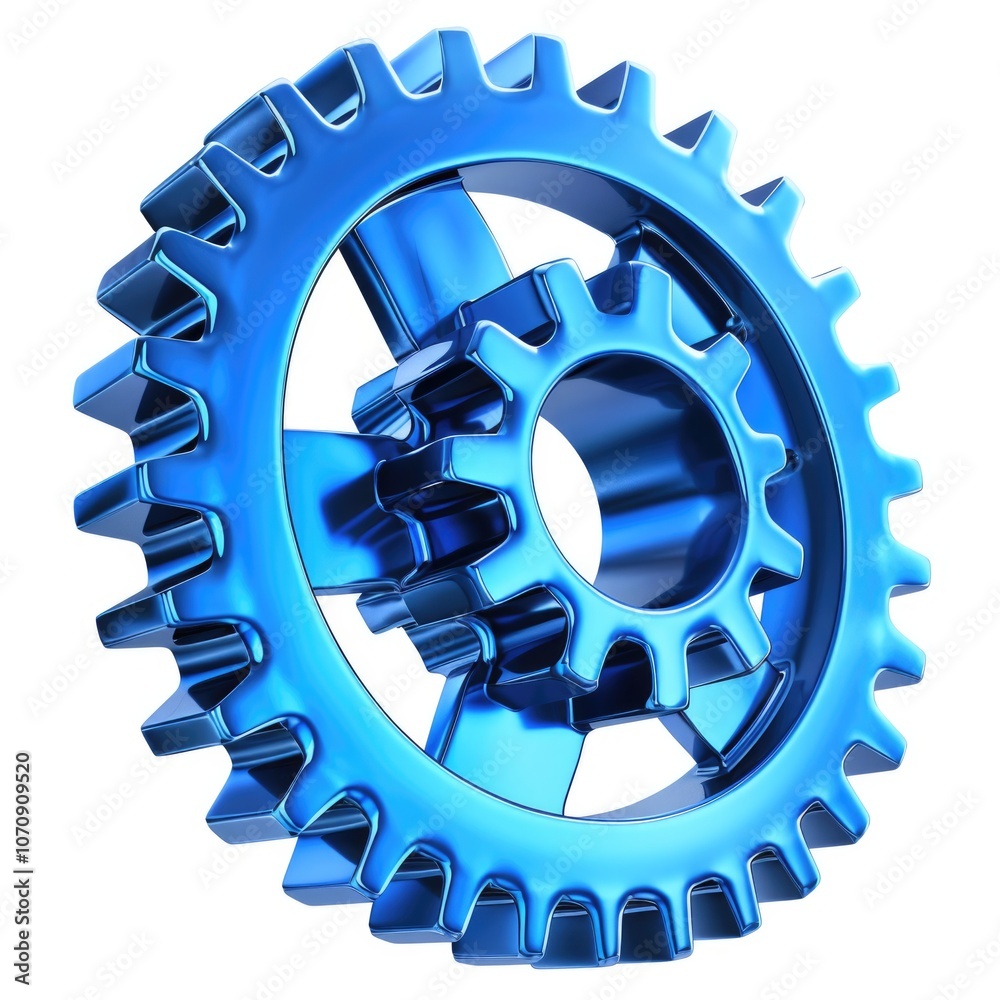 3D Gears Icon Concept in Blue Setting for Industrial Machine Element 3D Gears Icon Concept in Blue Setting for Industrial Machine Element