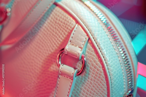 A detailed view of a purse with a functional zipper