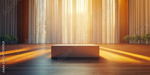 A simple white box sits on top of a wooden floor