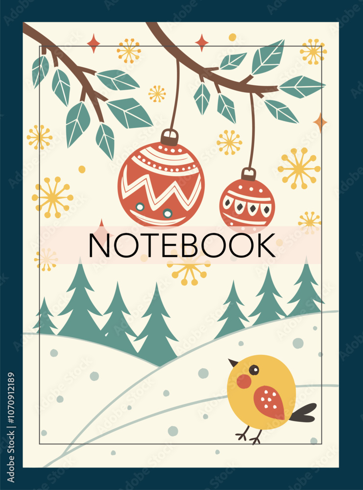 Fototapeta premium Image of a notebook cover with various abstract and New Year patterns.