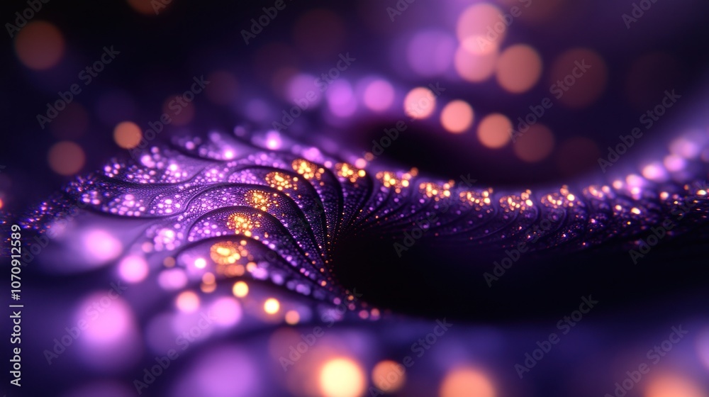 Abstract purple and gold fractal with bokeh background. Abstract purple and gold fractal with bokeh background.