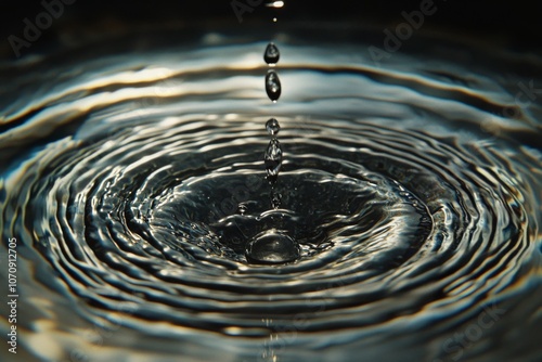 Water droplets creating ripples in a calm pond on a serene afternoon photo