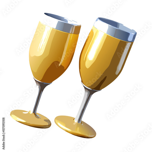 3D pair of clinking champagne glasses icon