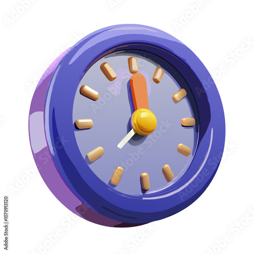 3D purple and orange clock icon with playful design