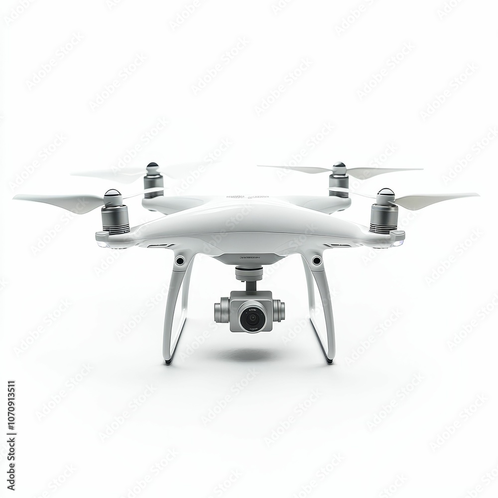 White drone with camera on white background. White drone with camera on white background.