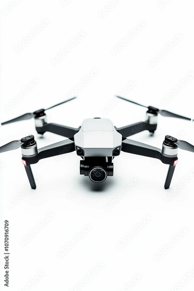 Grey drone with camera on white background. Grey drone with camera on white background.