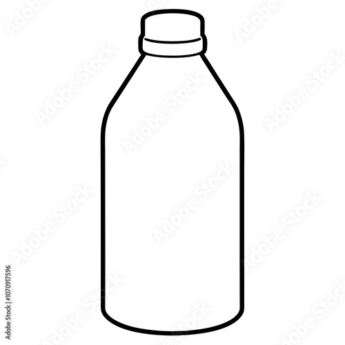Outline of a  bottle of milk illustration in black and white