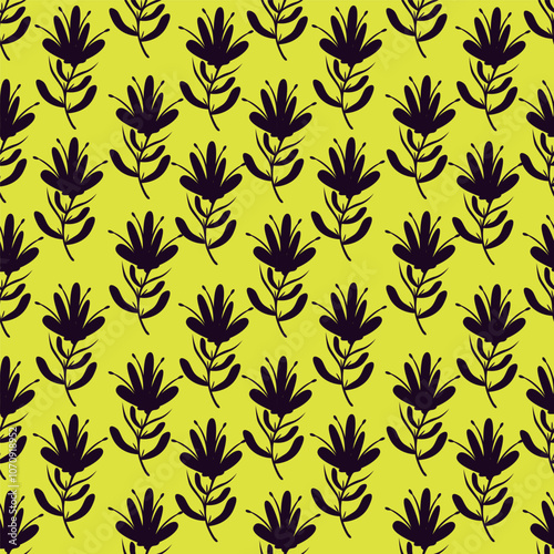 Colorful garden flowers on green background. Seamless vector pattern. Vintage print with inflorescences. Retro textile collection.