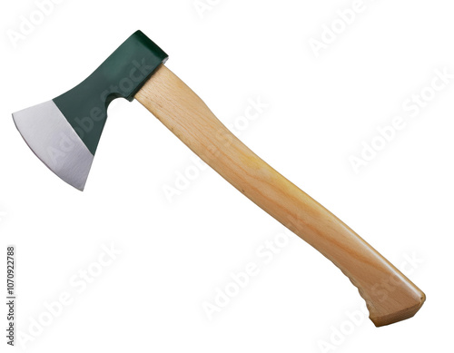 A hatchet isolated on a white background, showcasing its sharp blade and sturdy handle 