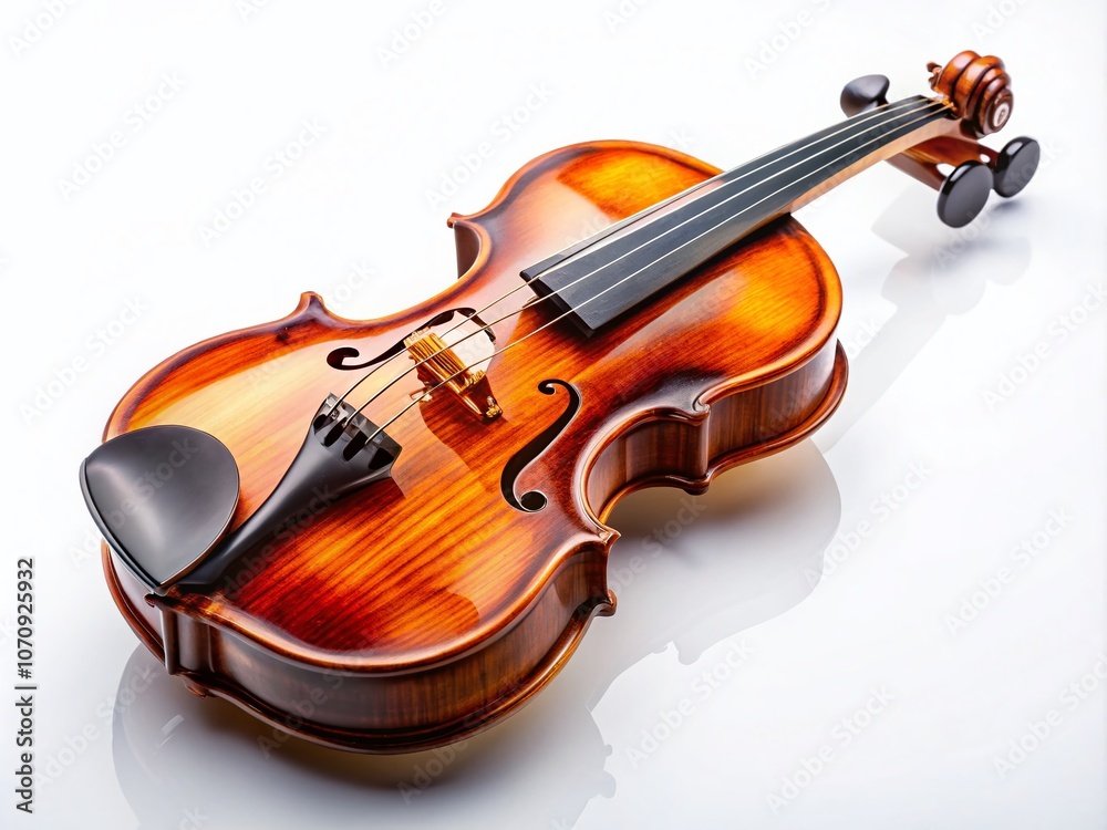 Fototapeta premium Exquisite Isolated Violin on White Background Showcasing Elegant Design and Craftsmanship for Music Enthusiasts and Instrument Collectors