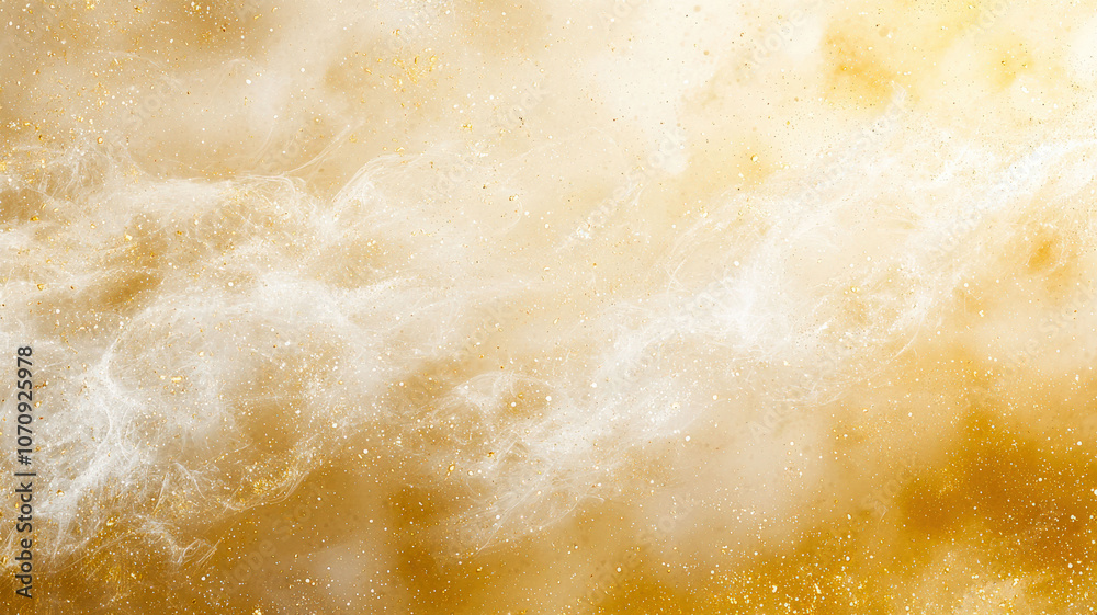 Obraz premium A wispy, misty texture with fine, floating gold flecks, creating a dreamy, ethereal background perfect for soft winter themes