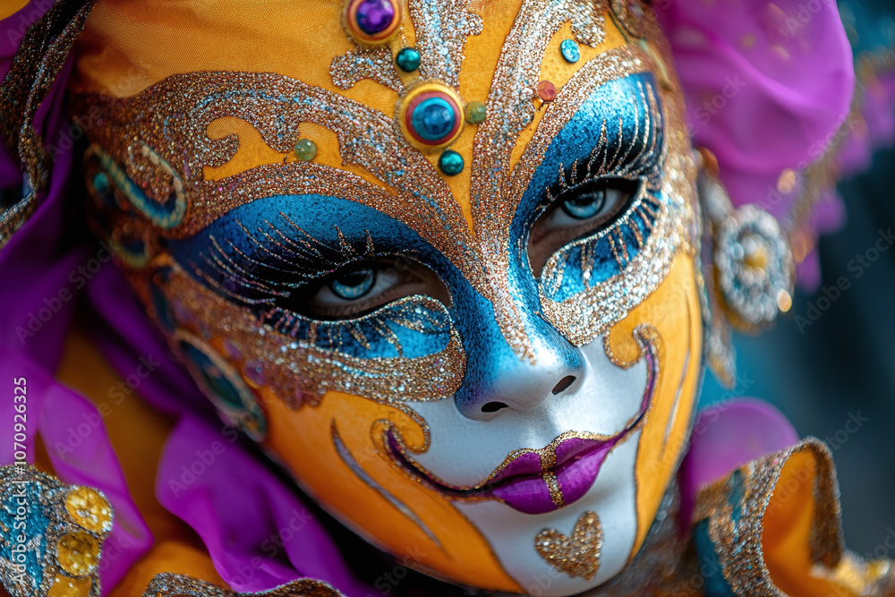 Fototapeta premium traditional Carnival mask with vibrant colors and glitter.