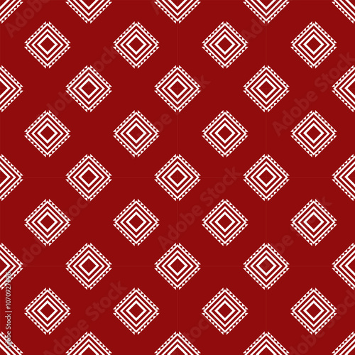 Geometric Diamond Pattern in Red and White - Seamless Background or Wallpaper Design