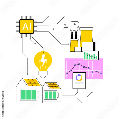 AI-Supported Demand Response abstract concept vector illustration.