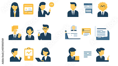 Business Management Icons for Teamwork and Leadership Generative AI