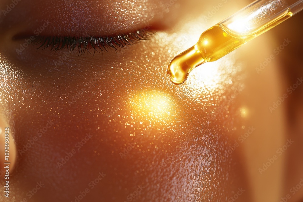 Fototapeta premium Enhance your skincare routine by applying nourishing oil for glowing skin effectively