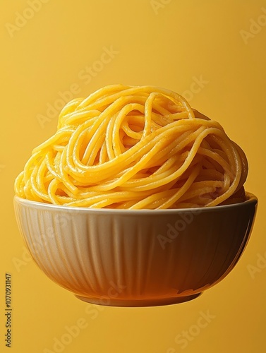 Close-up of cooked spaghetti in a white bowl