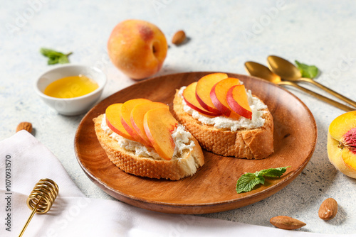 Sweet peach and ricotta bru...
