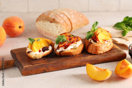 Gourmet peach bruschetta ap...