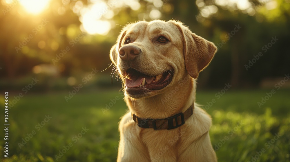 Happy Labrador Retriever in Warm Evening Light Happy Labrador Retriever in Warm Evening Light