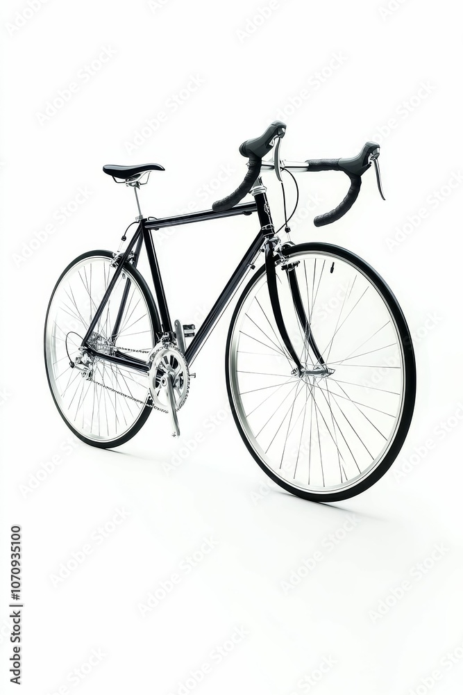 Fototapeta premium Black road bike isolated on white background.