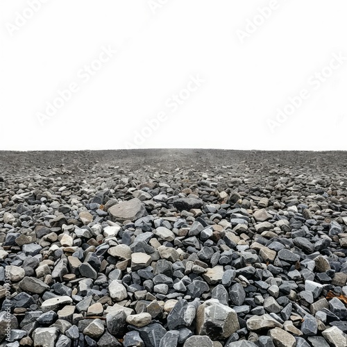 Rocky landscape forming an empty horizon over a white background photo