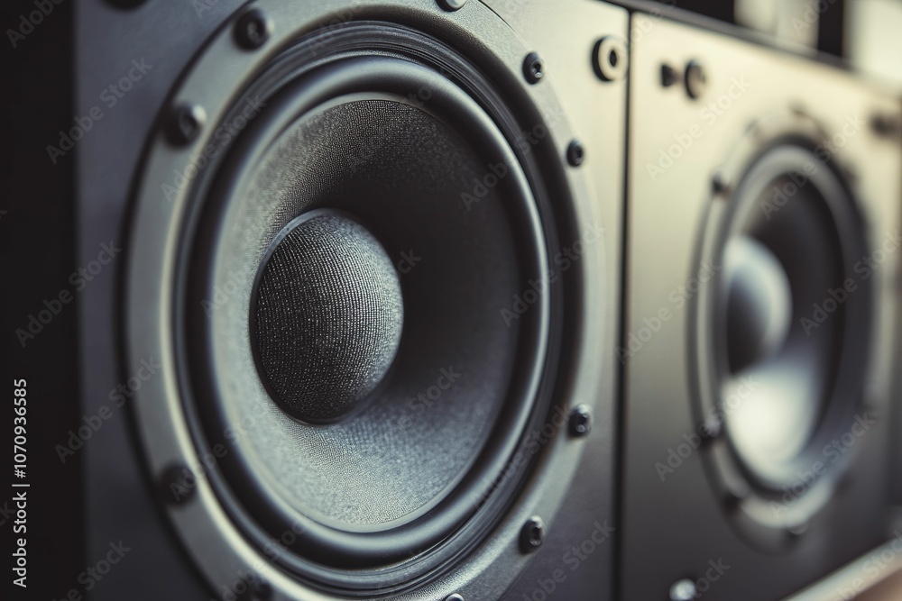 Close-up of speaker with textured cone. Close-up of speaker with textured cone.