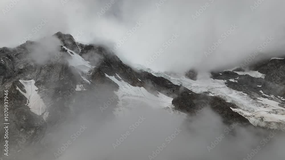 Aerial video above the icy Monte Rosa east face Italy Aerial video above the icy Monte Rosa east face Italy