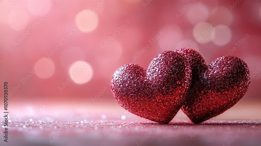 Fototapeta premium Handmade red hearts are set against a pink background. This is a Valentine's Day preparation with space for text. Copyspace
