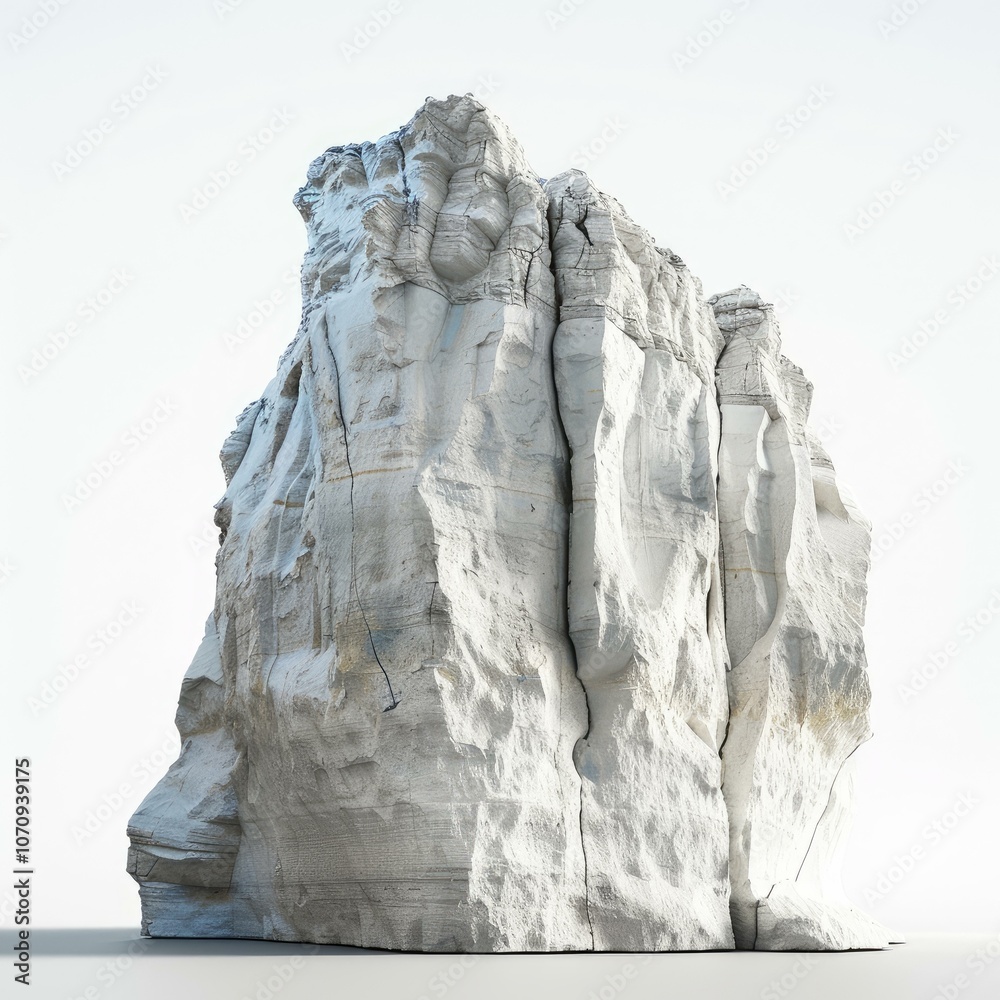 Fototapeta premium Large white rock formation standing on a white background