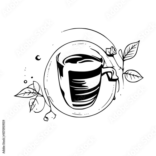 Coffee art: elegant black and white composition reflecting cozy moments in a cafe.

