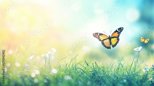 Butterfly in a Field of Flowers