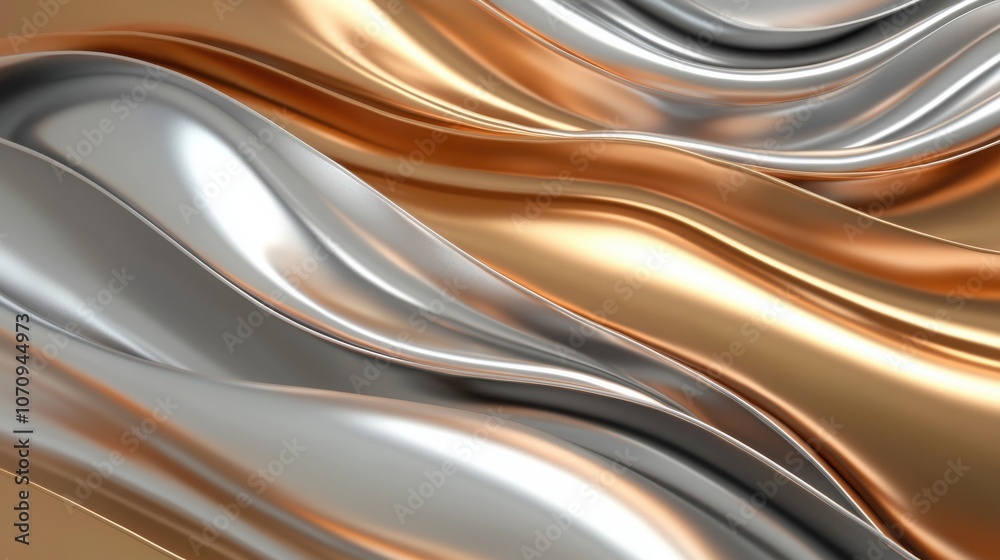 A flowing abstract design featuring metallic hues of silver and bronze, creating a smooth and elegant visual effect. A flowing abstract design featuring metallic hues of silver and bronze, creating a smooth and elegant visual effect.