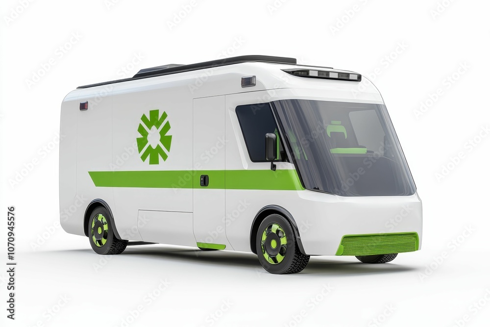 Green and white ambulance van isolated. Green and white ambulance van isolated.