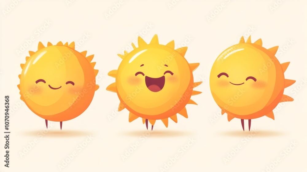 Cute Smiling Sun Cartoon Illustration - Summer Sunshine Cute Smiling Sun Cartoon Illustration - Summer Sunshine