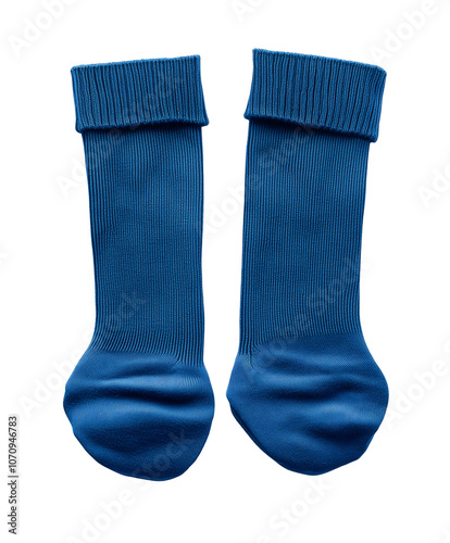 Pair of blue socks. Isolated on transparent white background, png photo