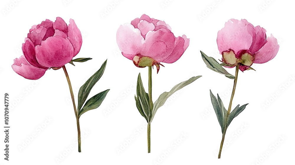 Pink Peony Watercolor Bouquets on Transparent Background Generative AI Pink Peony Watercolor Bouquets on Transparent Background Generative AI