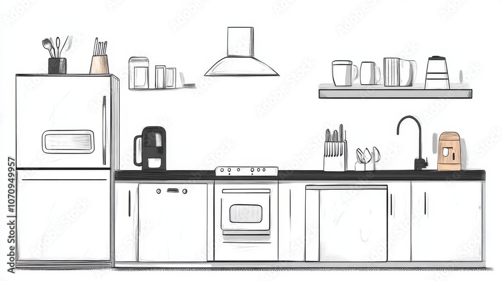 Modern Kitchen Design Sketch: A Minimalist Approach Modern Kitchen Design Sketch: A Minimalist Approach