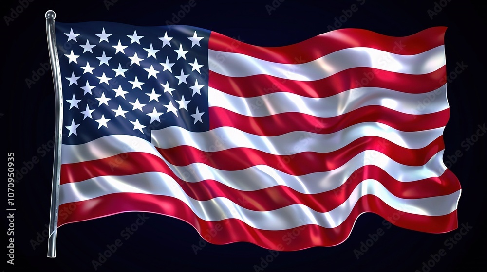 Vibrant Waving American Flag on Dark Background Vibrant Waving American Flag on Dark Background