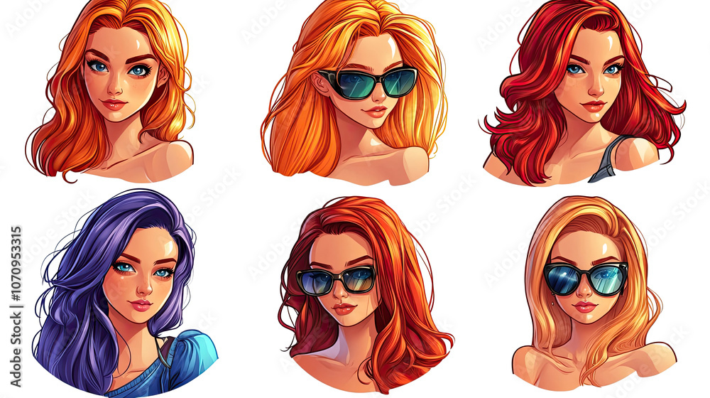 Varied Collection of Modern Avatars for Young Girls in Gaming Generative AI Varied Collection of Modern Avatars for Young Girls in Gaming Generative AI