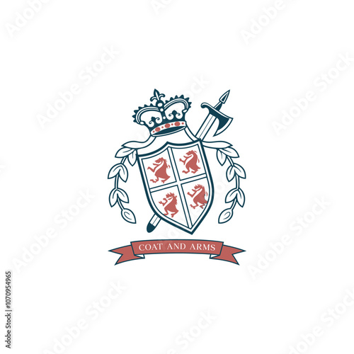 Elegant Heraldic Crest with Crown and Shield Emblems