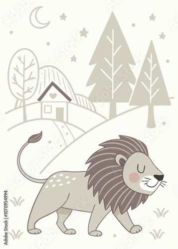 Ideas for creativity: how an abstract lion can change the atmosphere of a child's room.
