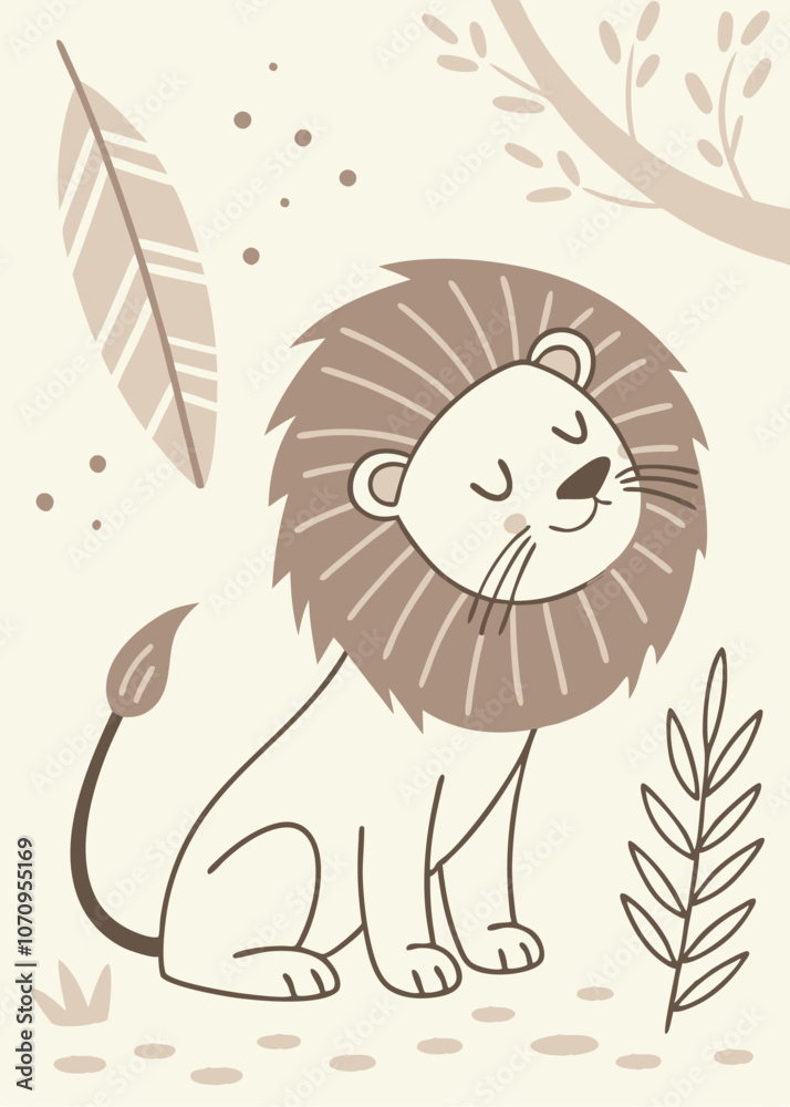 Stylish and cozy decor: abstract lion drawing to create coziness in a children's space.
Stylish and cozy decor: abstract lion drawing to create coziness in a children's space.