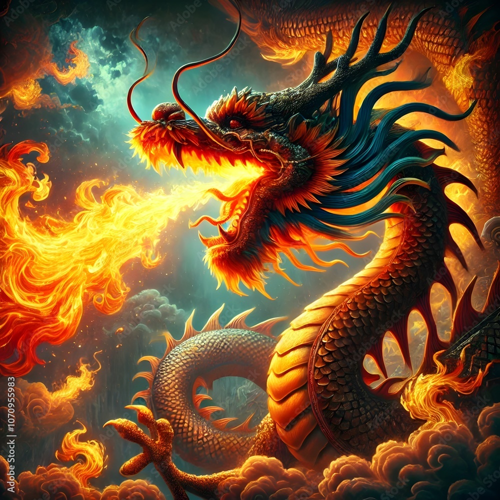 red dragon in the night