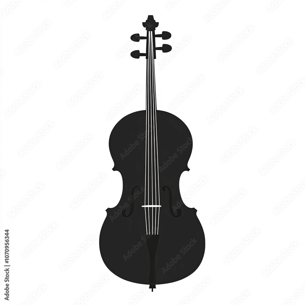 Fototapeta premium Cello Silhouette, Illustration Isolated On White Background
