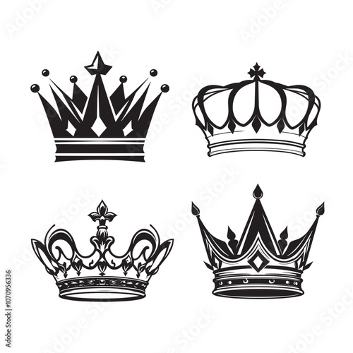 A set of royal crowns vector illustration
