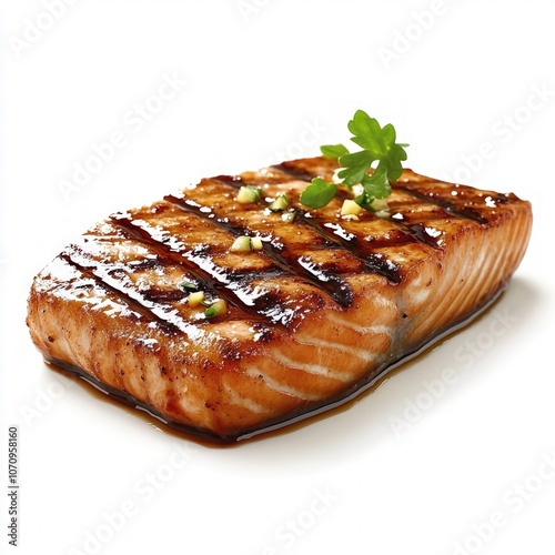 Grilled Salmon Steak Isolated