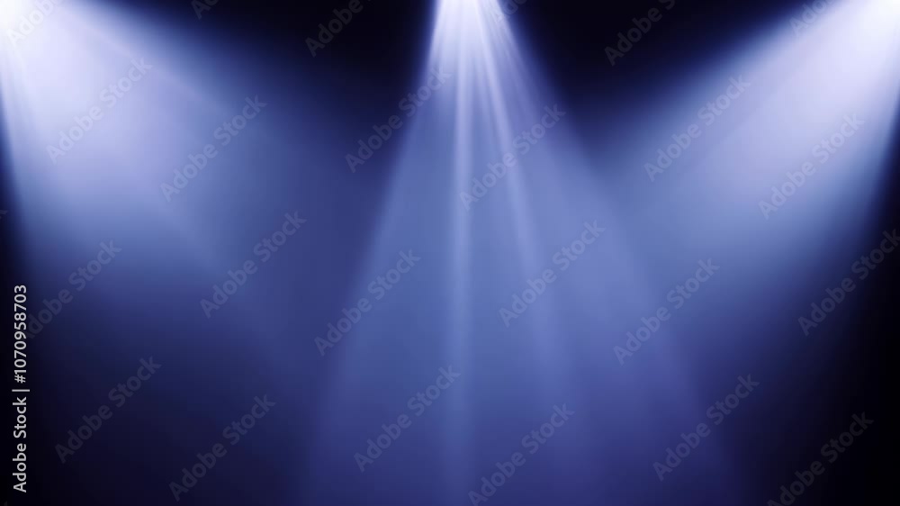 Two intersecting spotlights casting beams in a dark space, creating a focused and dramatic effect Two intersecting spotlights casting beams in a dark space, creating a focused and dramatic effect