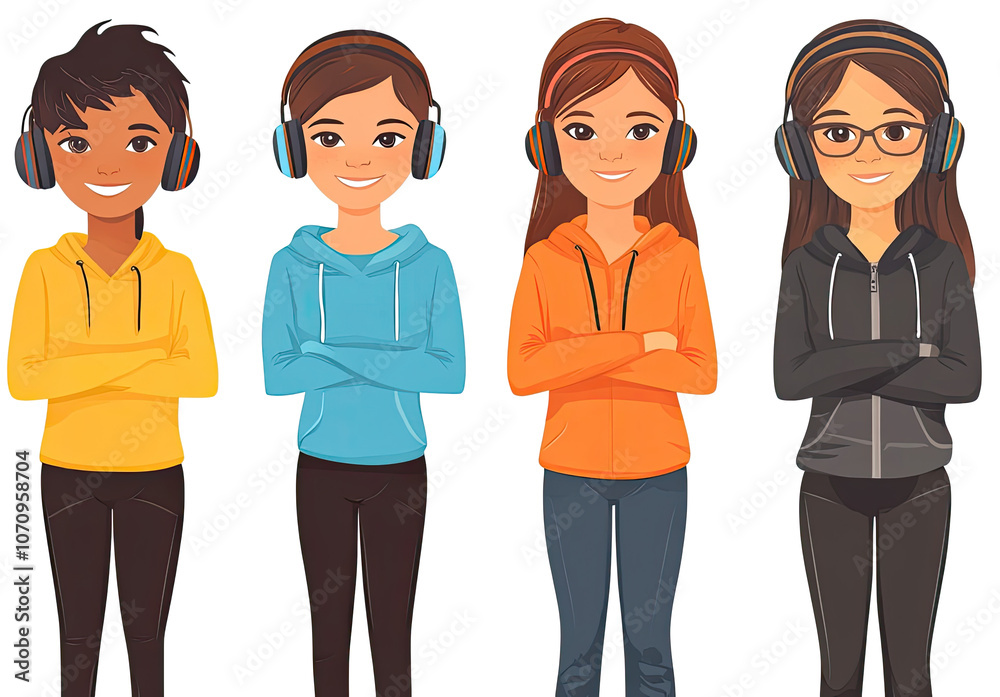 Fototapeta premium Young Girls as Modern Video Game Avatars for Profile Selection Generative AI